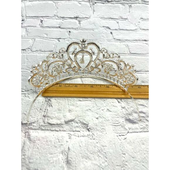 Elegant AB Rhinestone Silver Tone Metal Tiara Bridal Crown - NEW - Picture 5 of 16